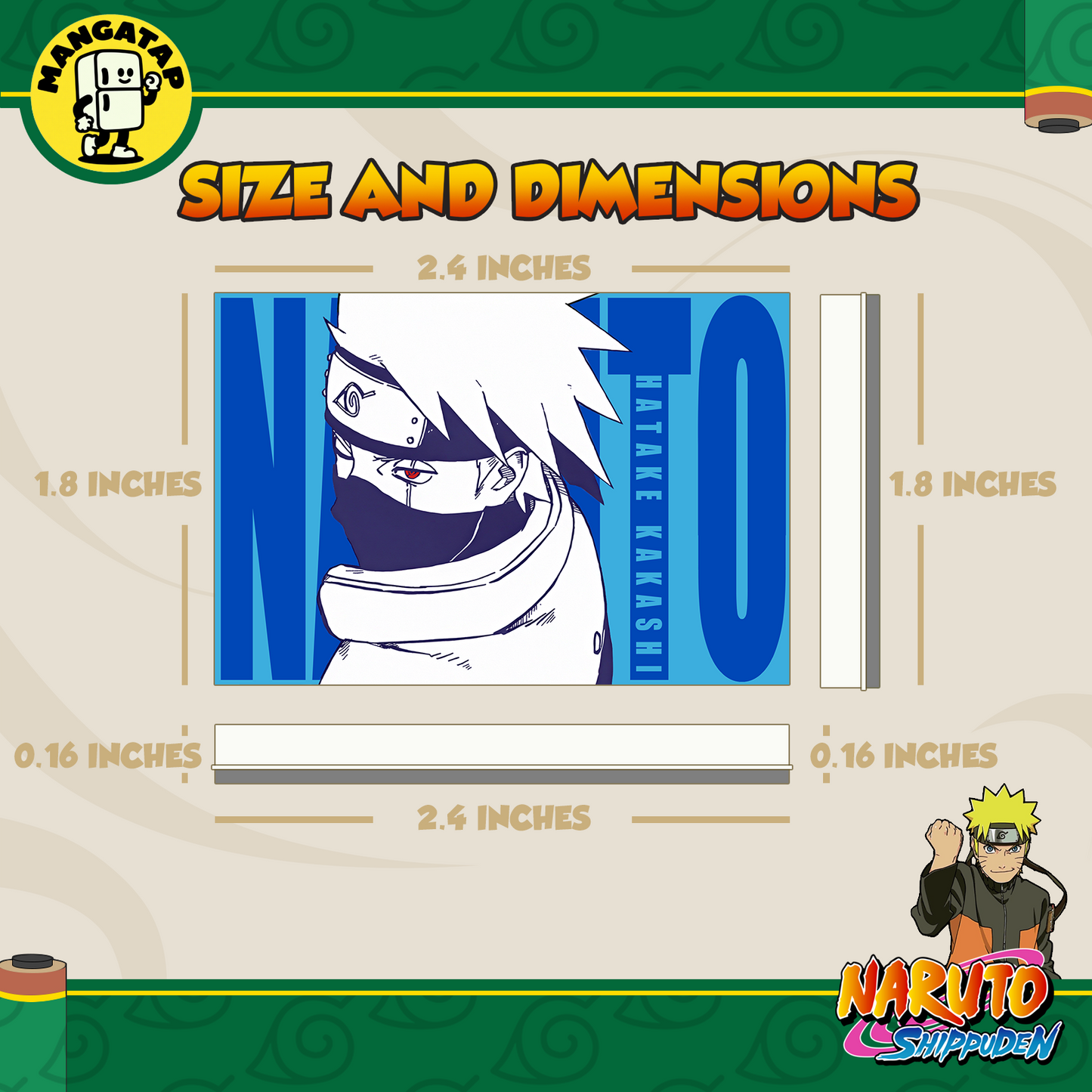 Kakashi Hatake Fridge Magnet – Naruto Anime Refrigerator Magnet, Cool Anime Decor Gift