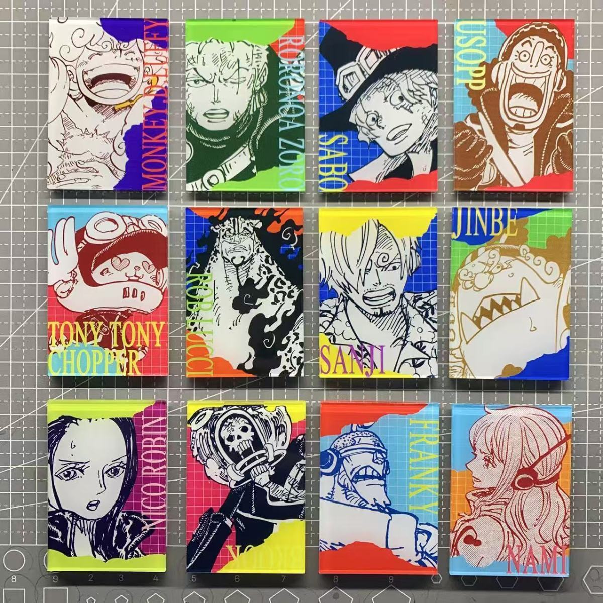 12PCS - One Piece Manga Style Fridge Magnet Set – Acrylic Anime Refrigerator Decor
