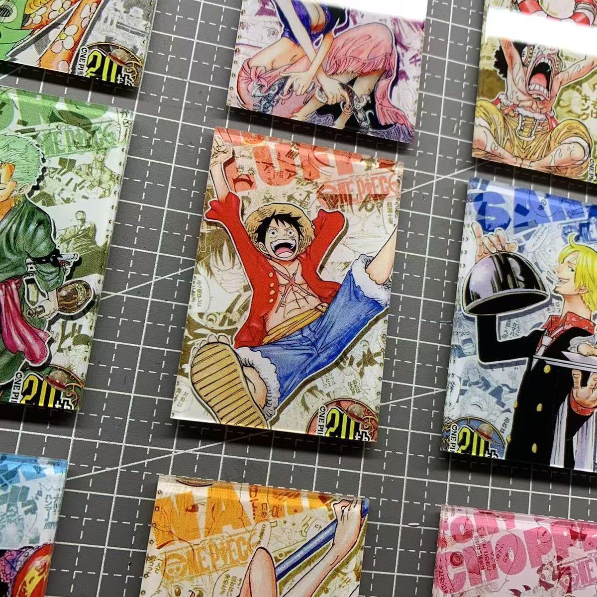 One Piece Vintage Manga Fridge Magnet Set – Acrylic Anime Refrigerator Decor 9PCS