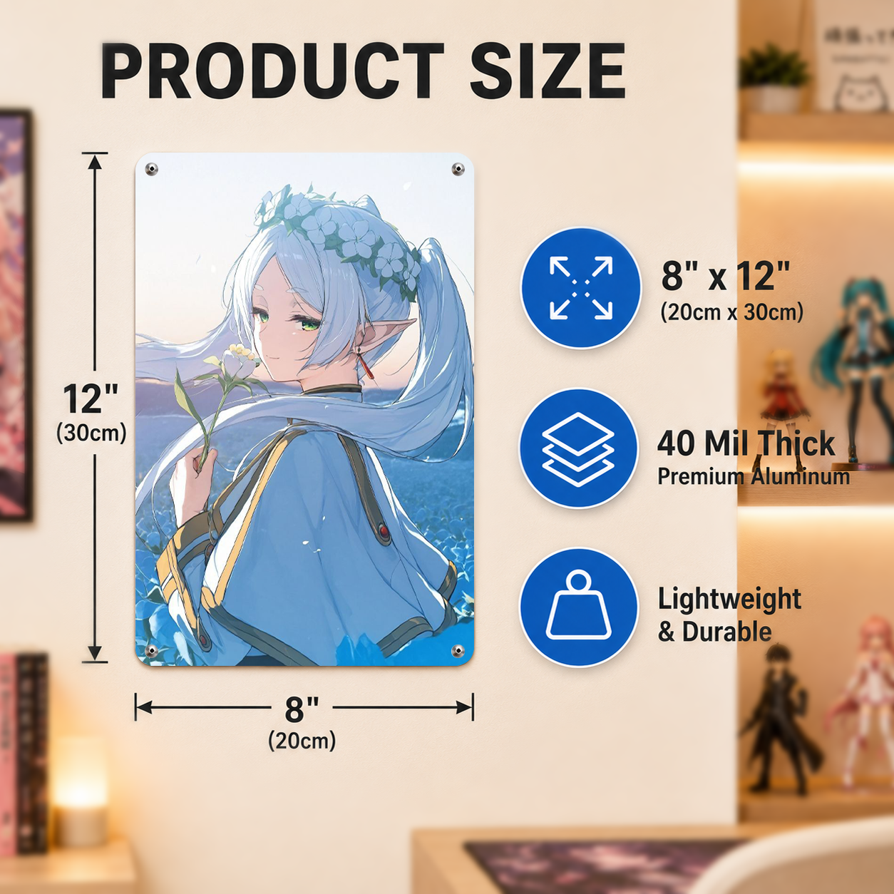 Frieren Blue Anime Tin Sign - Metal Wall Poster Decor - image 7