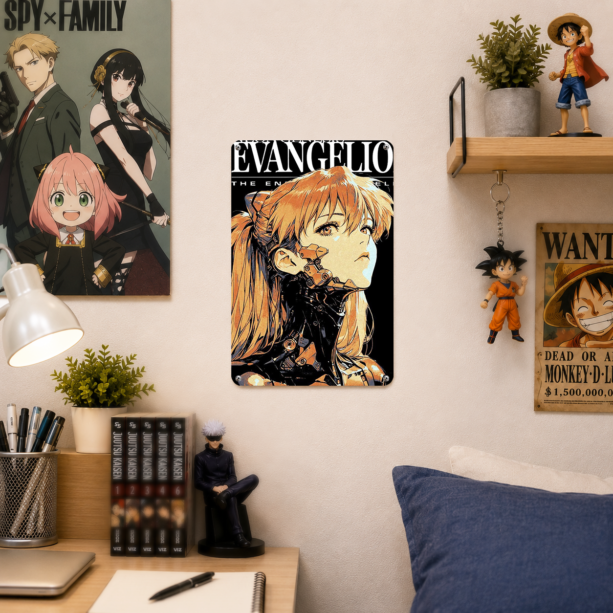 Evangelion Asuka Langley Soryu Cyber Anime Metal Tin Sign, Neon Genesis Wall Decor - image 3