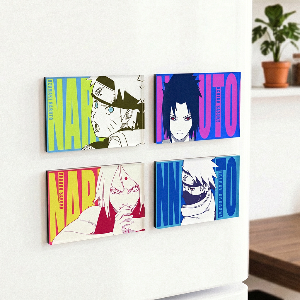 Naruto Team 7 Fridge Magnets Set (4PCS) – Naruto Anime Refrigerator Magnets, Anime Decor Gift for Fans