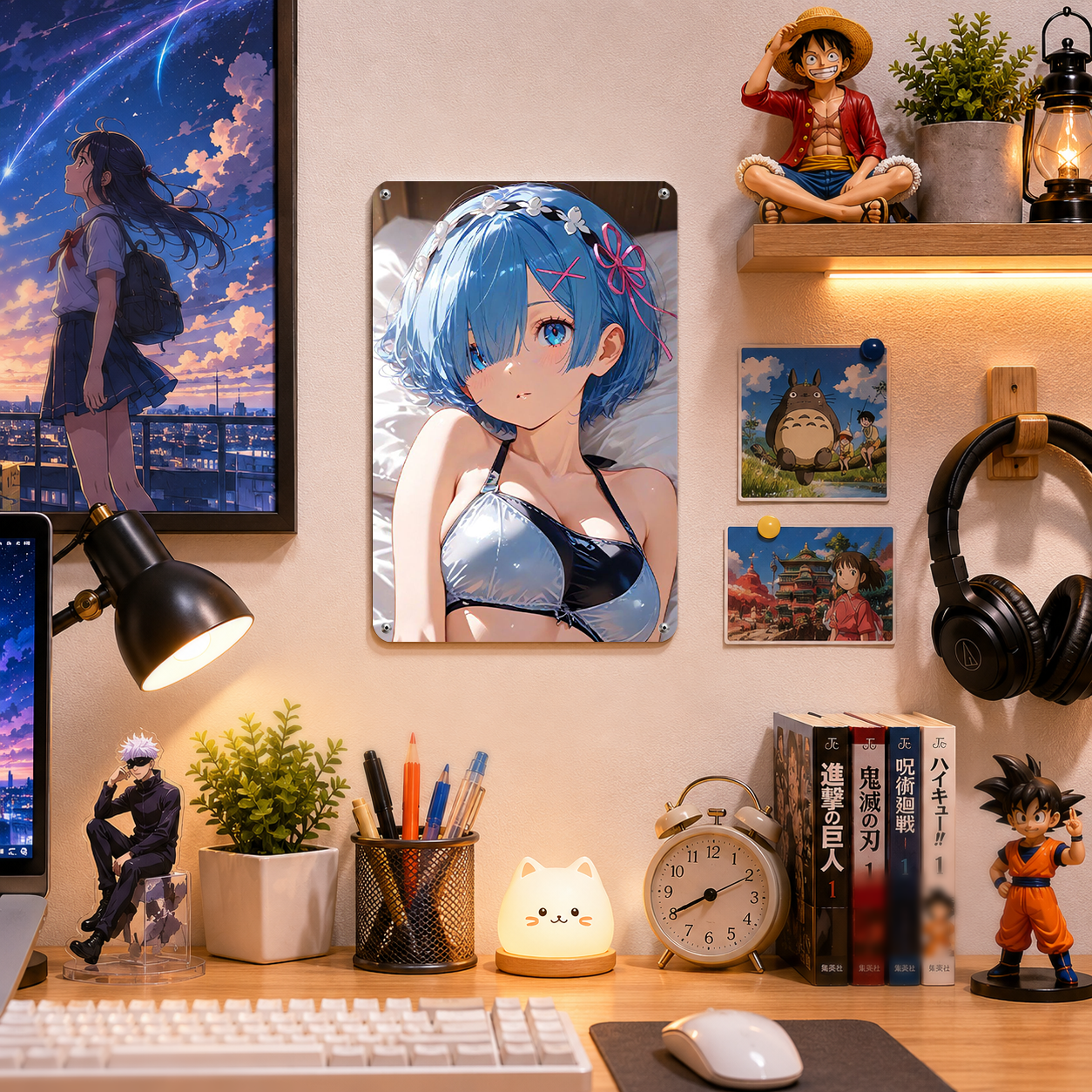 Rem Re Zero Swimsuit Anime Tin Sign - Metal Poster Decor - image 2