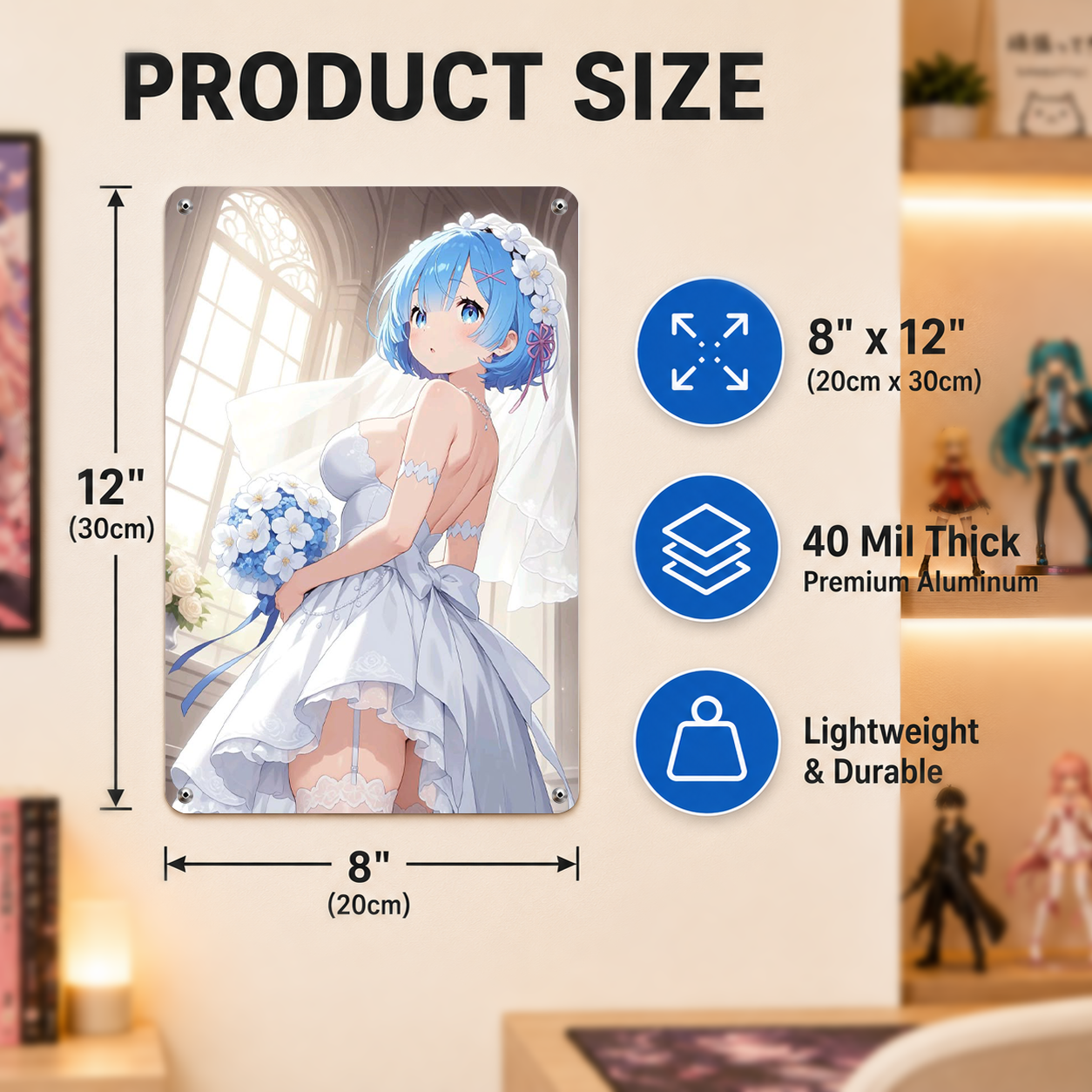 Rem Re Zero White Dress Tin Sign - Anime Metal Wall Art - image 5