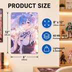 Rem Re Zero Pink Anime Tin Sign - Metal Poster Wall Art - image 5