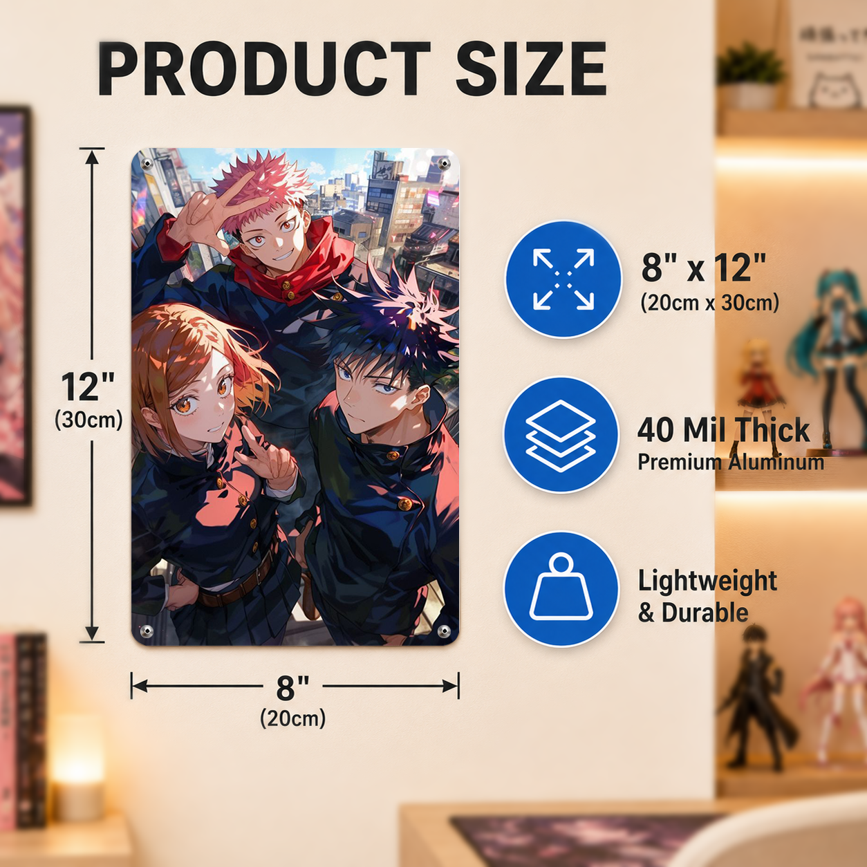 Yuji Megumi Nobara Jujutsu Kaisen Anime Tin Sign - Wall Decor - image 5