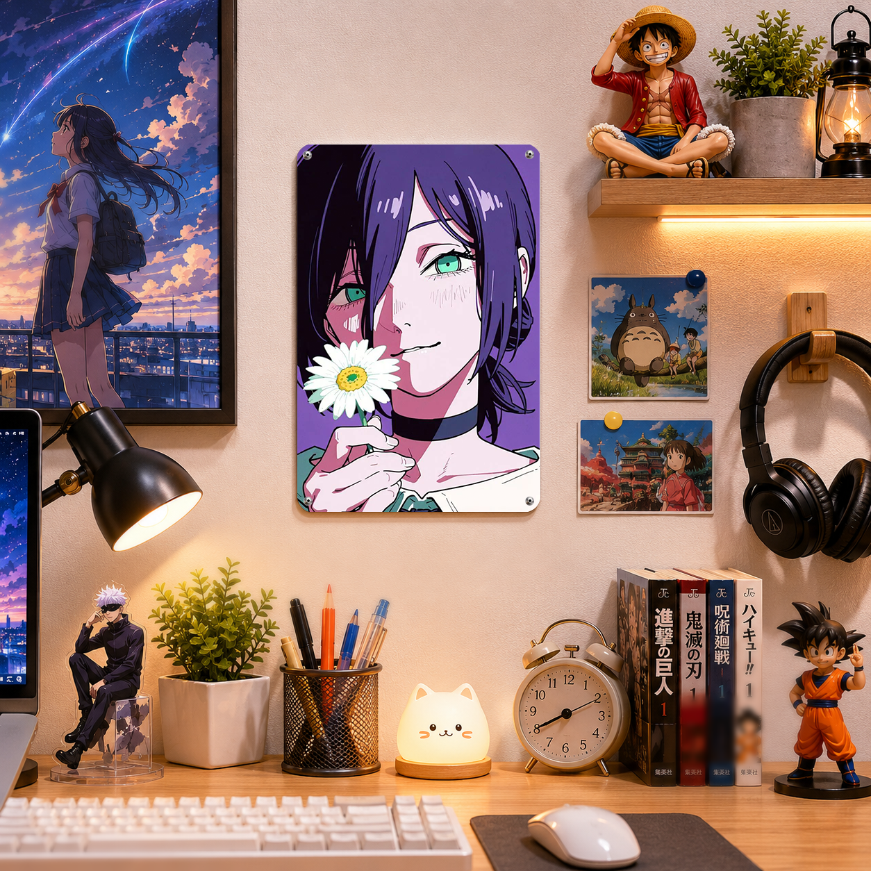 Reze Chainsaw Man Flower Tin Sign - Anime Metal Poster - image 2