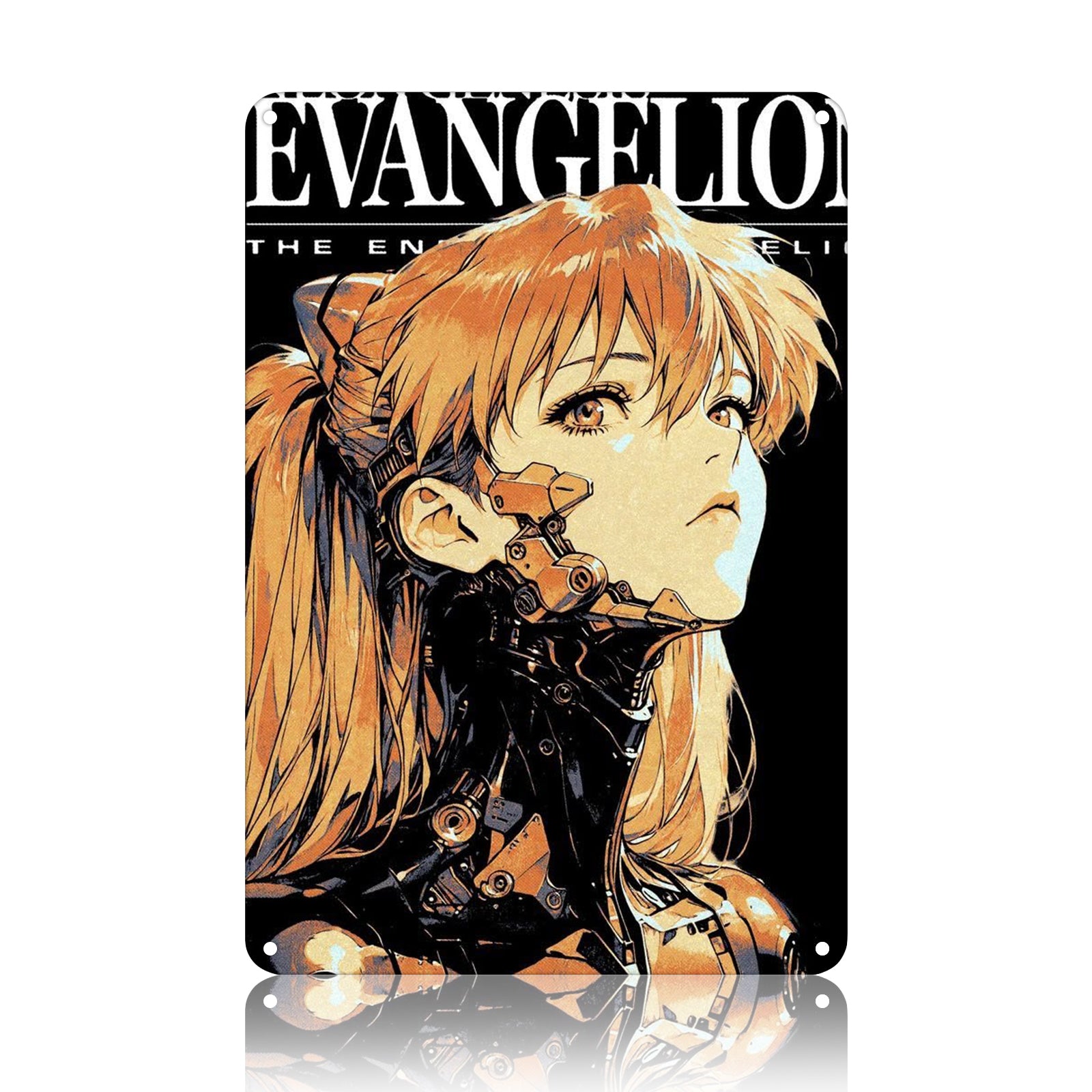 Evangelion Asuka Langley Soryu Cyber Anime Metal Tin Sign, Neon Genesis Wall Decor