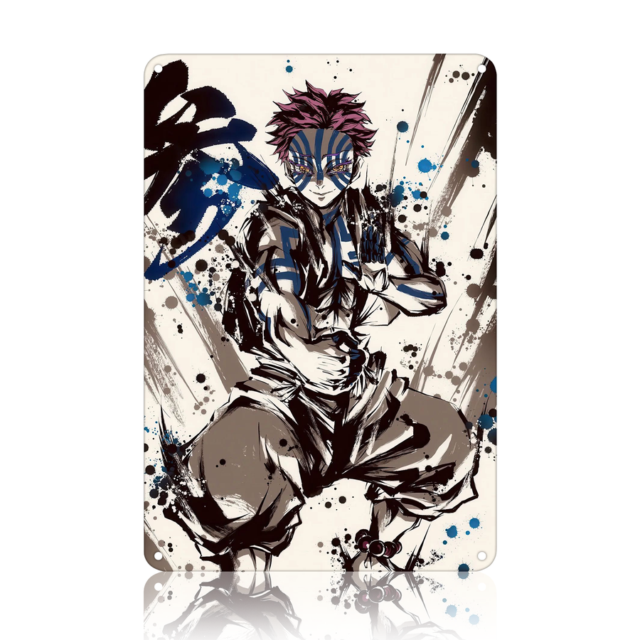 Akaza Demon Slayer Anime Tin Sign - Metal Poster Wall Decor