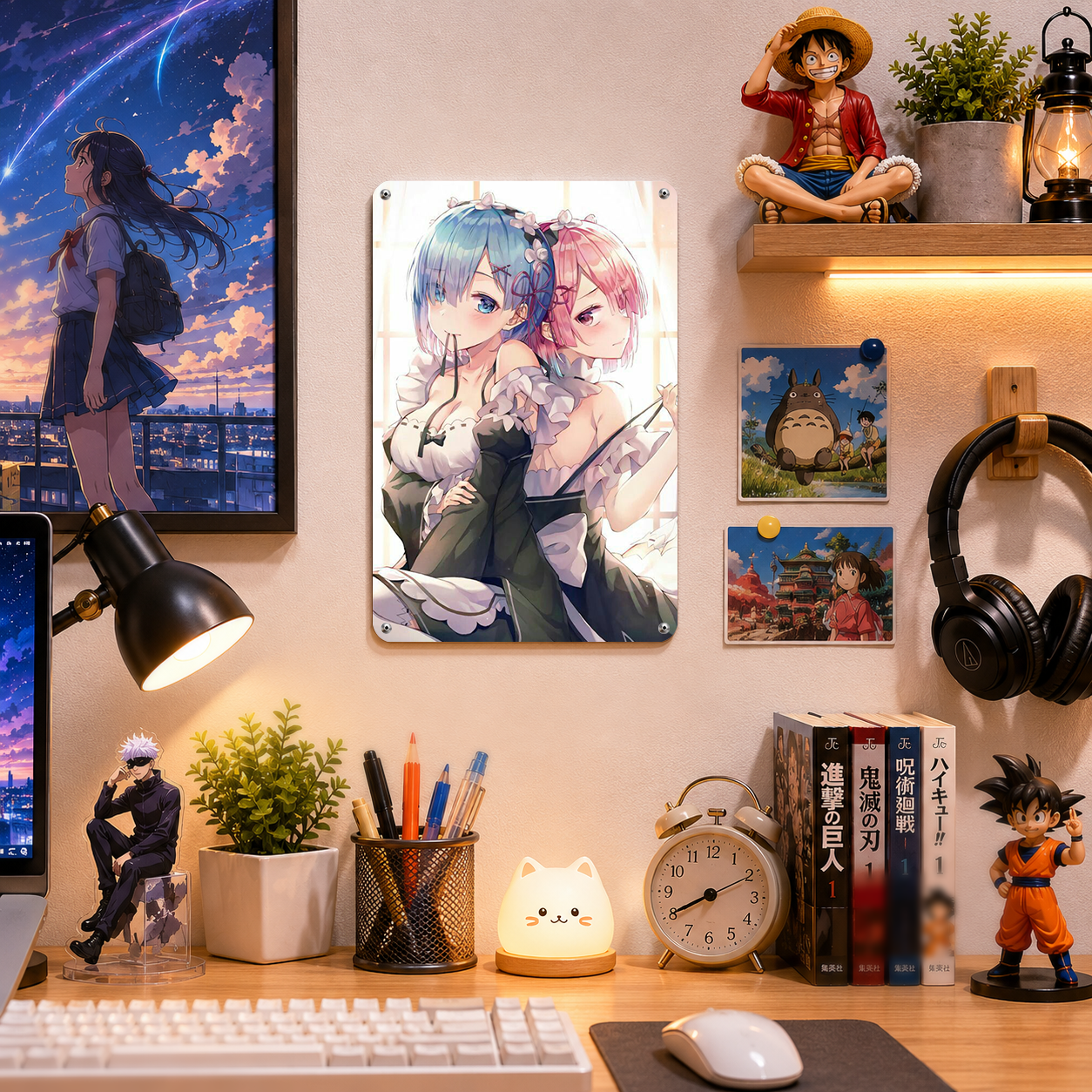 Rem and Ram Re Zero Anime Tin Sign - Metal Wall Poster - image 2