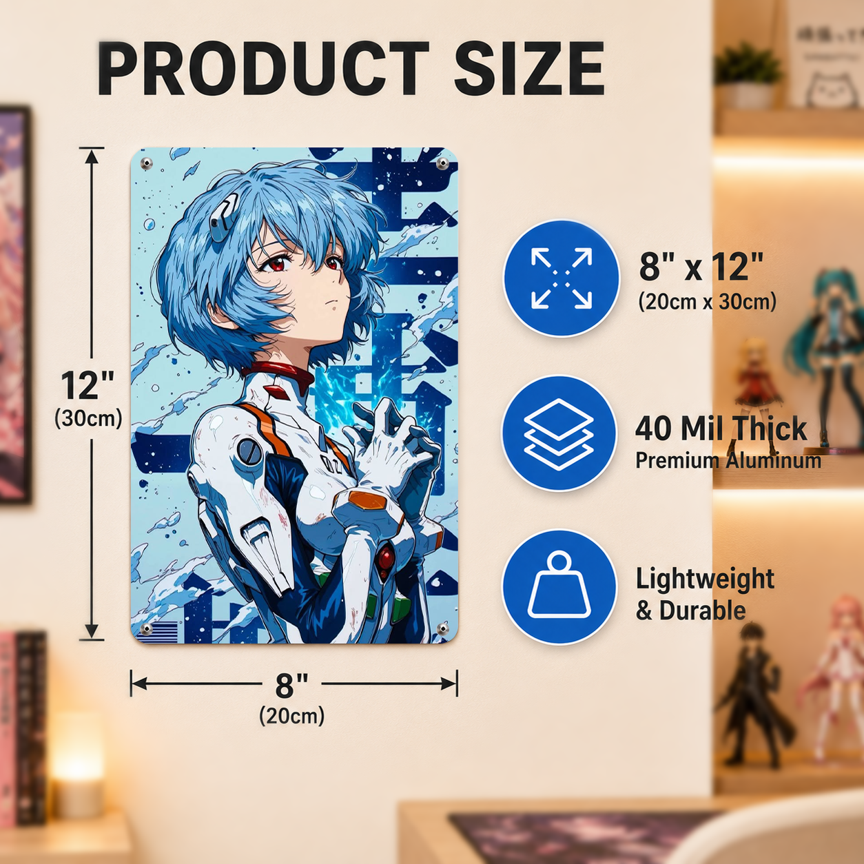 Rei Ayanami Evangelion Anime Tin Sign - Metal Wall Poster - image 5