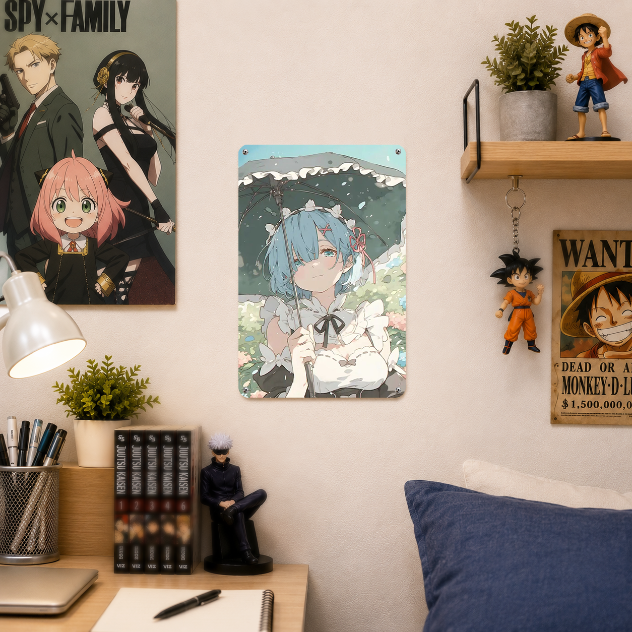 Rem Re Zero Floral Anime Tin Sign - Metal Wall Decor - image 3