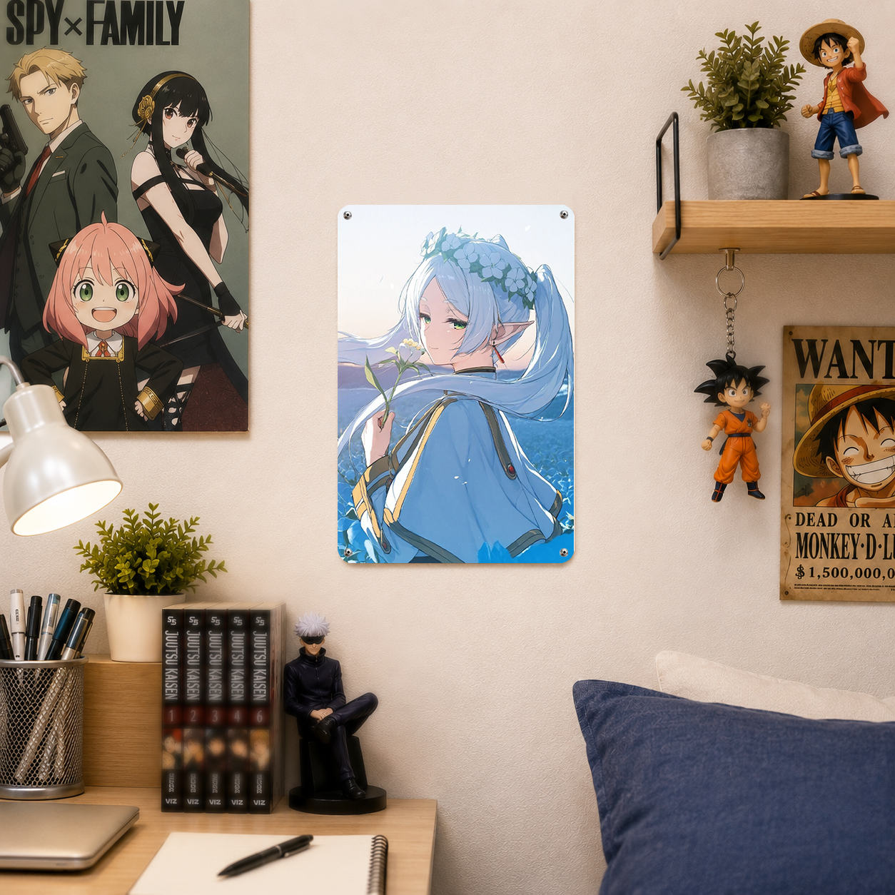Frieren Blue Anime Tin Sign - Metal Wall Poster Decor - image 3