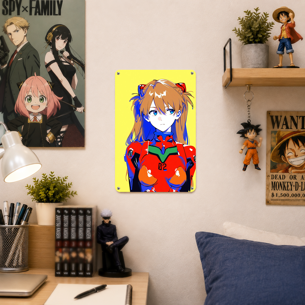Asuka Langley EVA Pilot Anime Tin Sign - Metal Wall Art - image 3