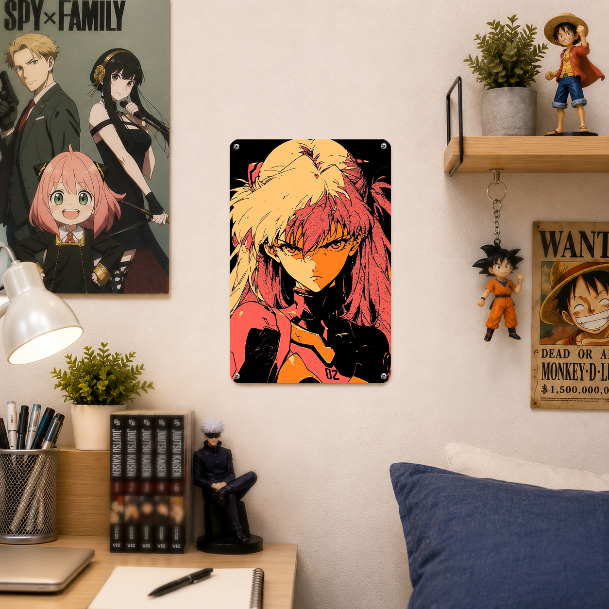 Asuka Langley Evangelion Metal Tin Sign - Anime Room Decor - image 3