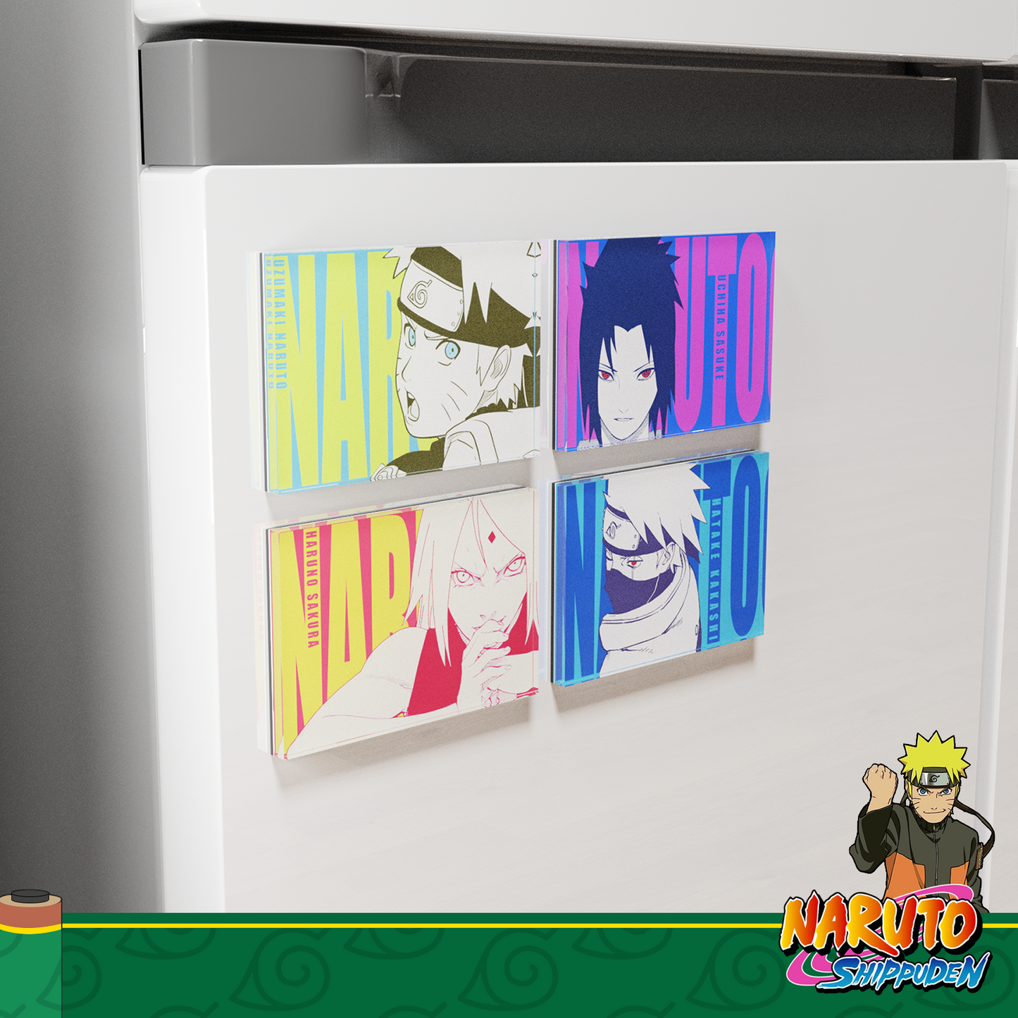Naruto Team 7 Fridge Magnets Set (4PCS) – Naruto Anime Refrigerator Magnets, Anime Decor Gift for Fans