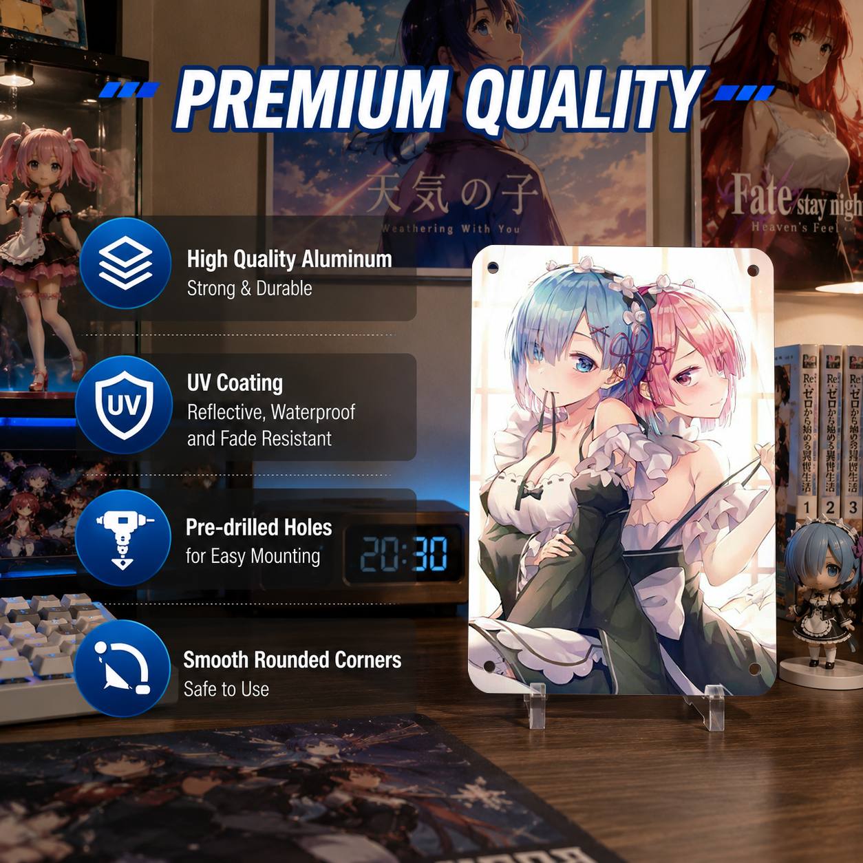 Rem and Ram Re Zero Anime Tin Sign - Metal Wall Poster - image 6