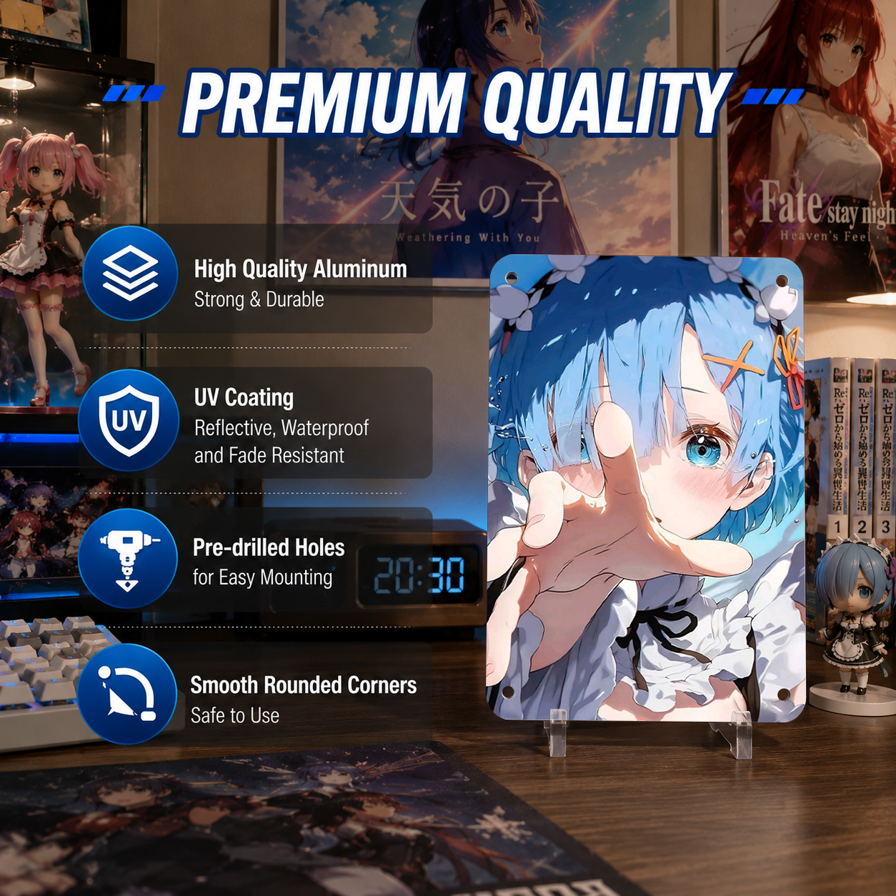 Rem Re Zero Cute Anime Tin Sign - Metal Room Decor - image 6