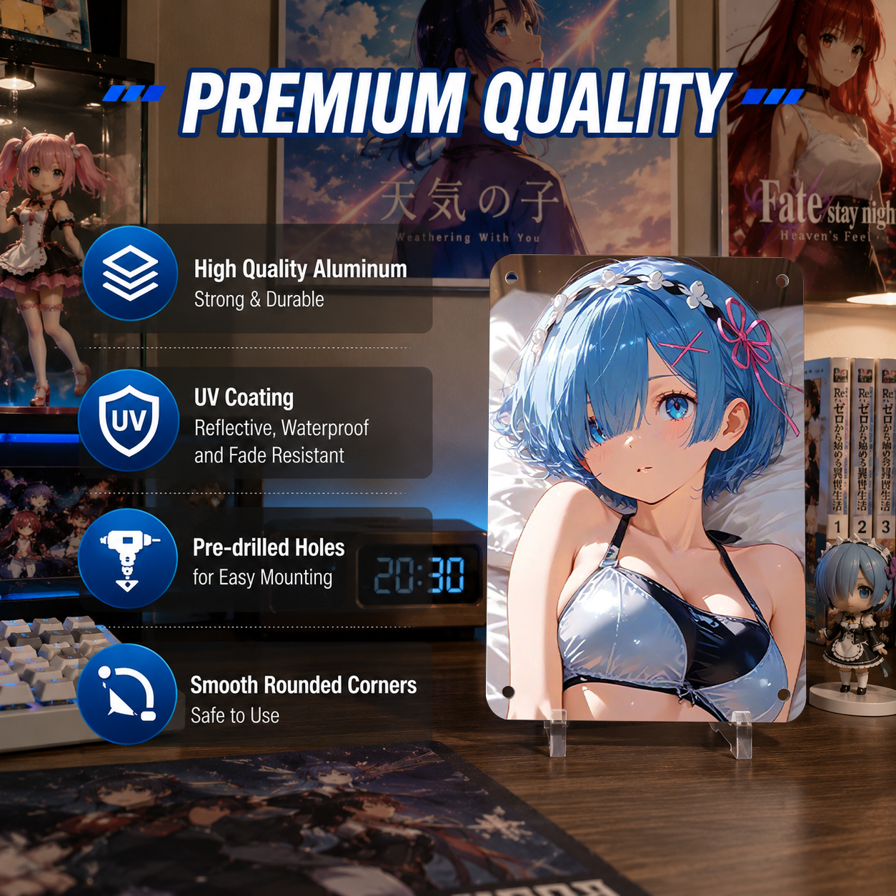 Rem Re Zero Swimsuit Anime Tin Sign - Metal Poster Decor - image 6