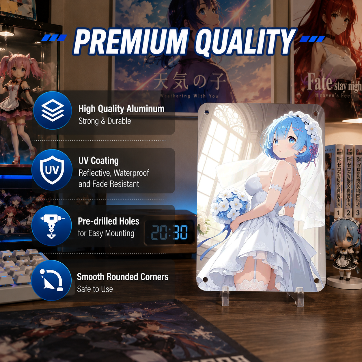 Rem Re Zero White Dress Tin Sign - Anime Metal Wall Art - image 6