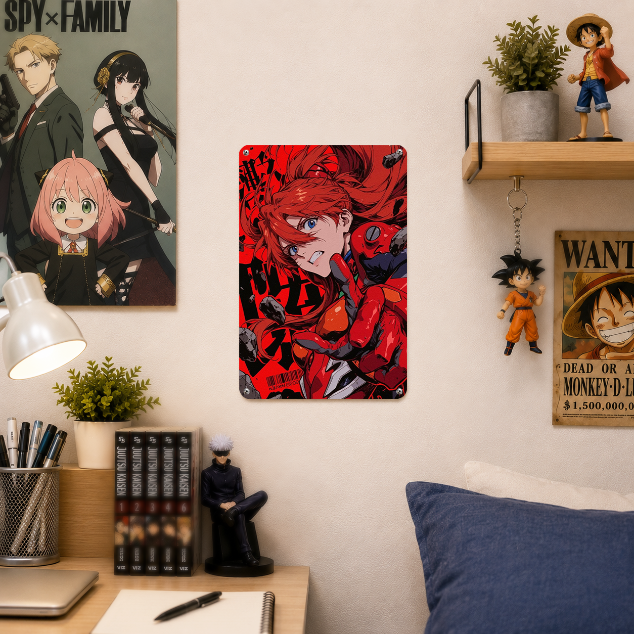 Asuka Evangelion Red Anime Tin Sign - Metal Poster Decor - image 3