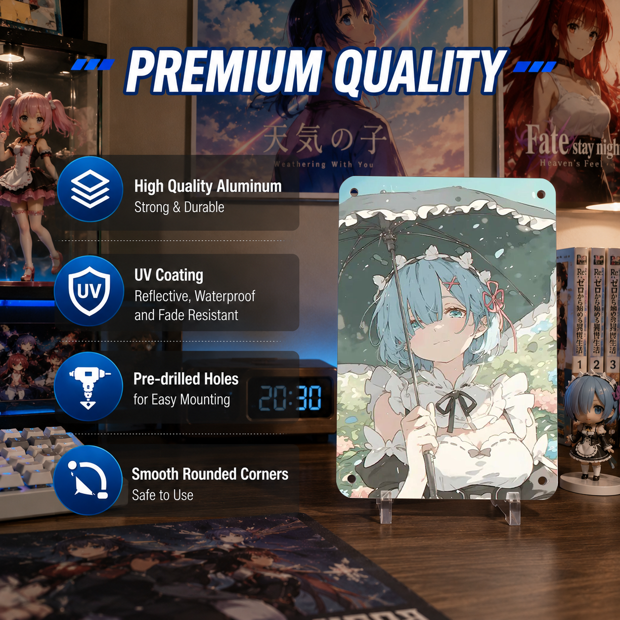 Rem Re Zero Floral Anime Tin Sign - Metal Wall Decor - image 6