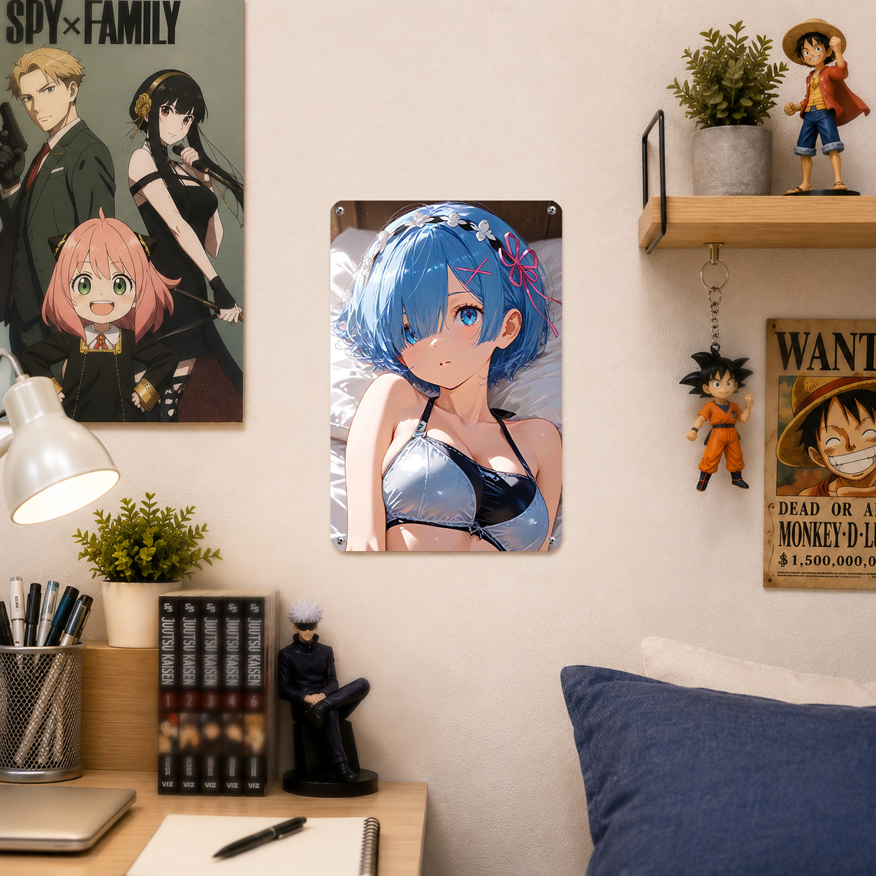 Rem Re Zero Swimsuit Anime Tin Sign - Metal Poster Decor - image 3