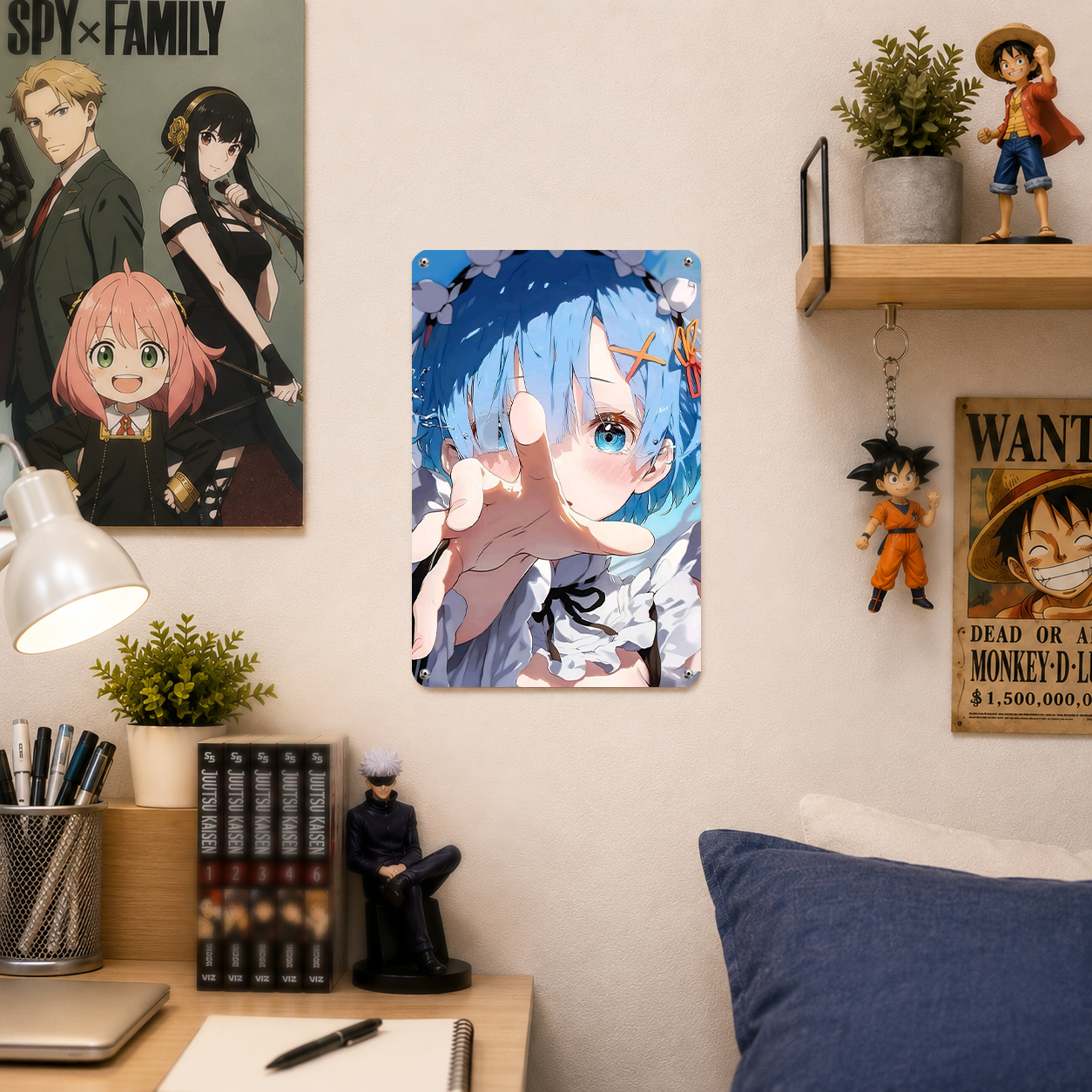 Rem Re Zero Cute Anime Tin Sign - Metal Room Decor - image 3