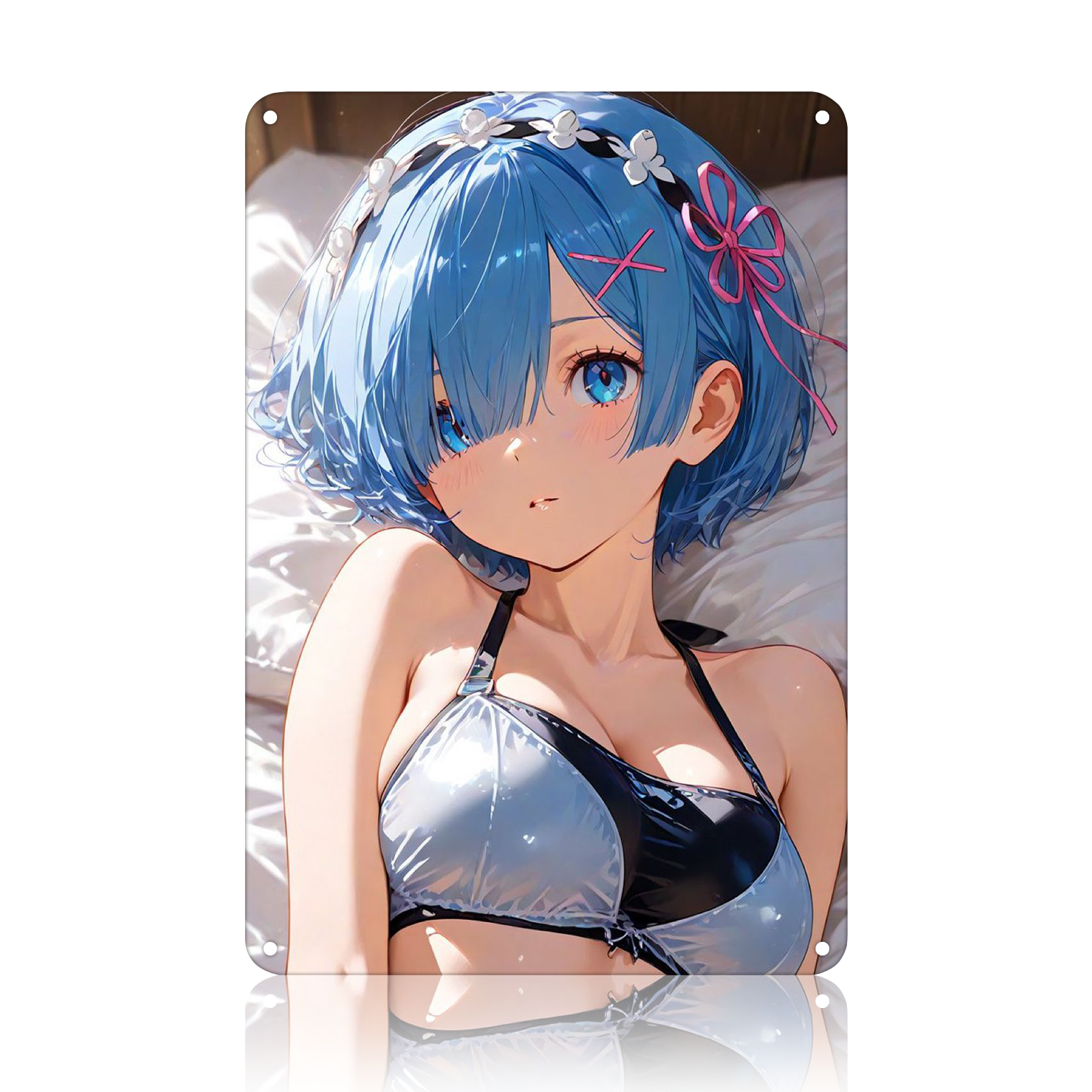 Rem Re Zero Swimsuit Anime Tin Sign - Metal Poster Decor