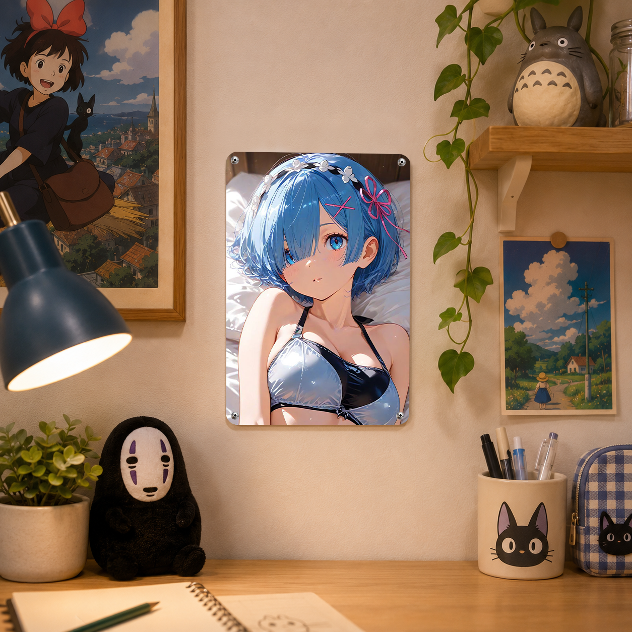 Rem Re Zero Swimsuit Anime Tin Sign - Metal Poster Decor - image 4
