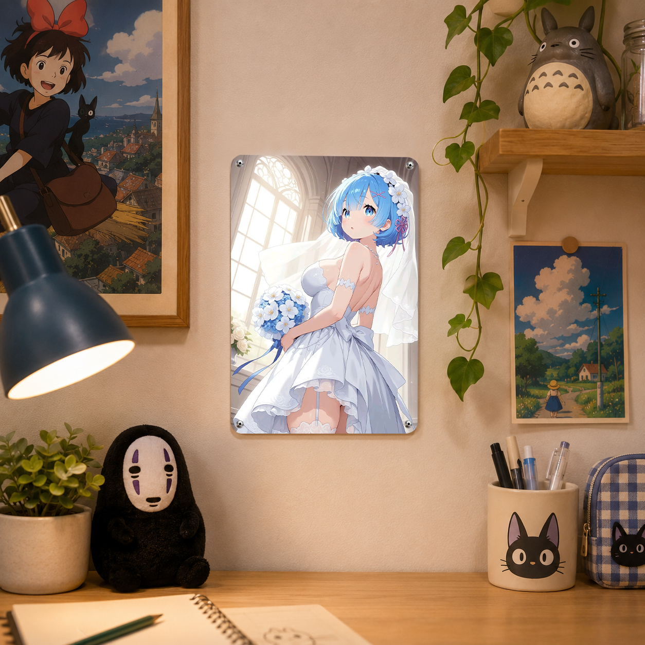 Rem Re Zero White Dress Tin Sign - Anime Metal Wall Art - image 4