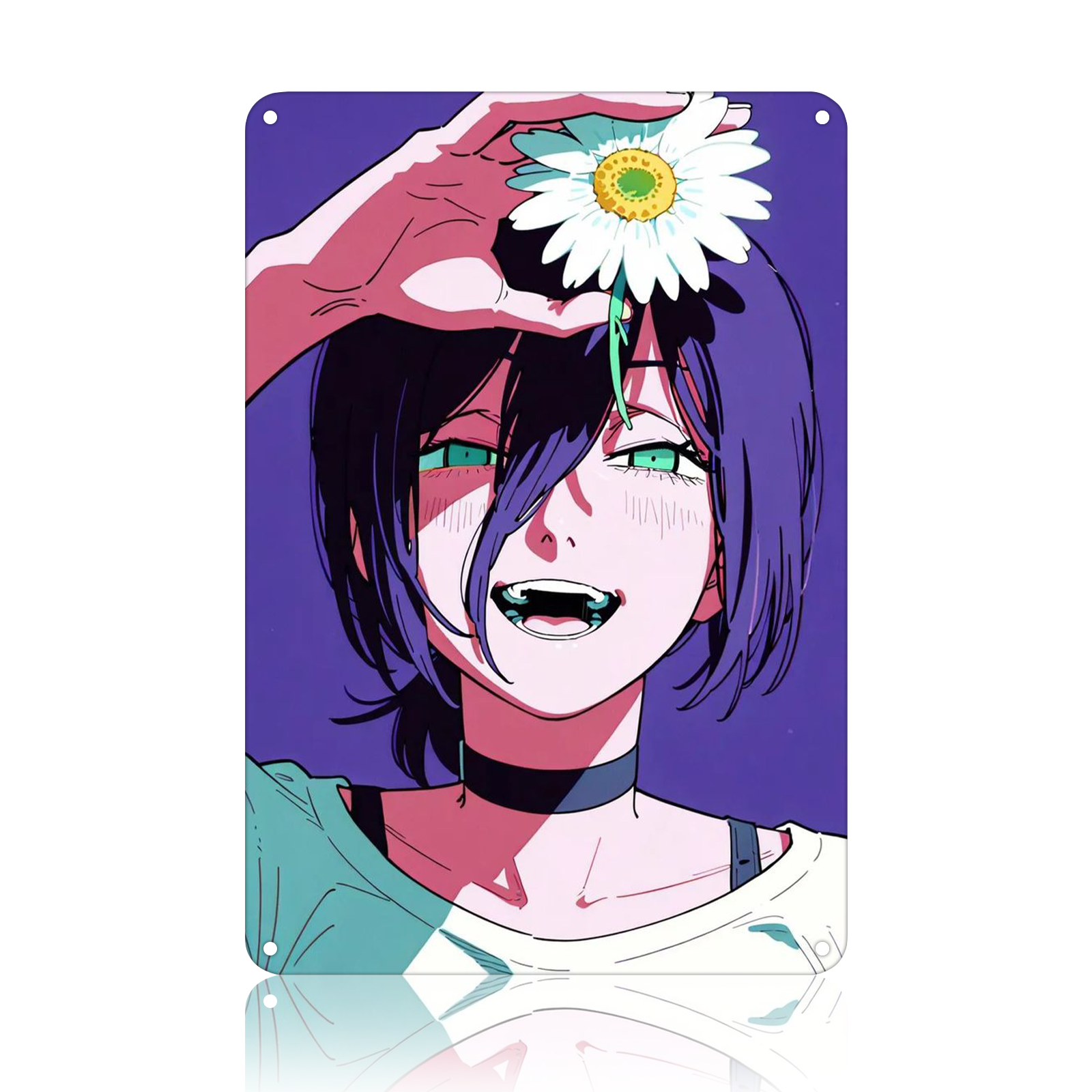 Reze Chainsaw Man Smile Tin Sign - Metal Wall Poster