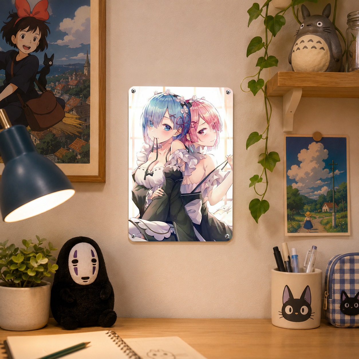 Rem and Ram Re Zero Anime Tin Sign - Metal Wall Poster - image 4