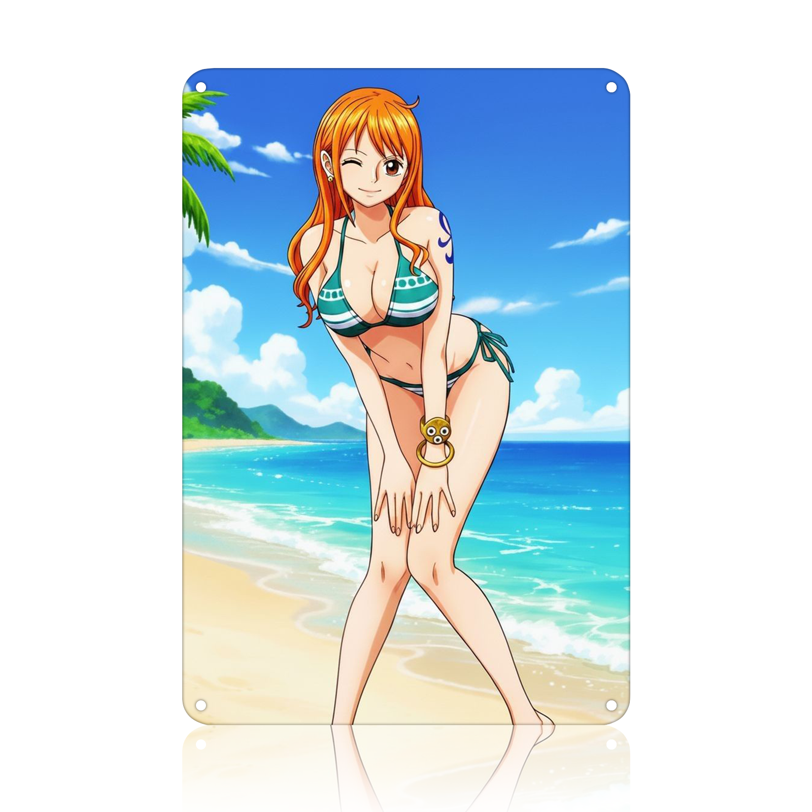 Nami Beach One Piece Anime Tin Sign - Metal Room Decor
