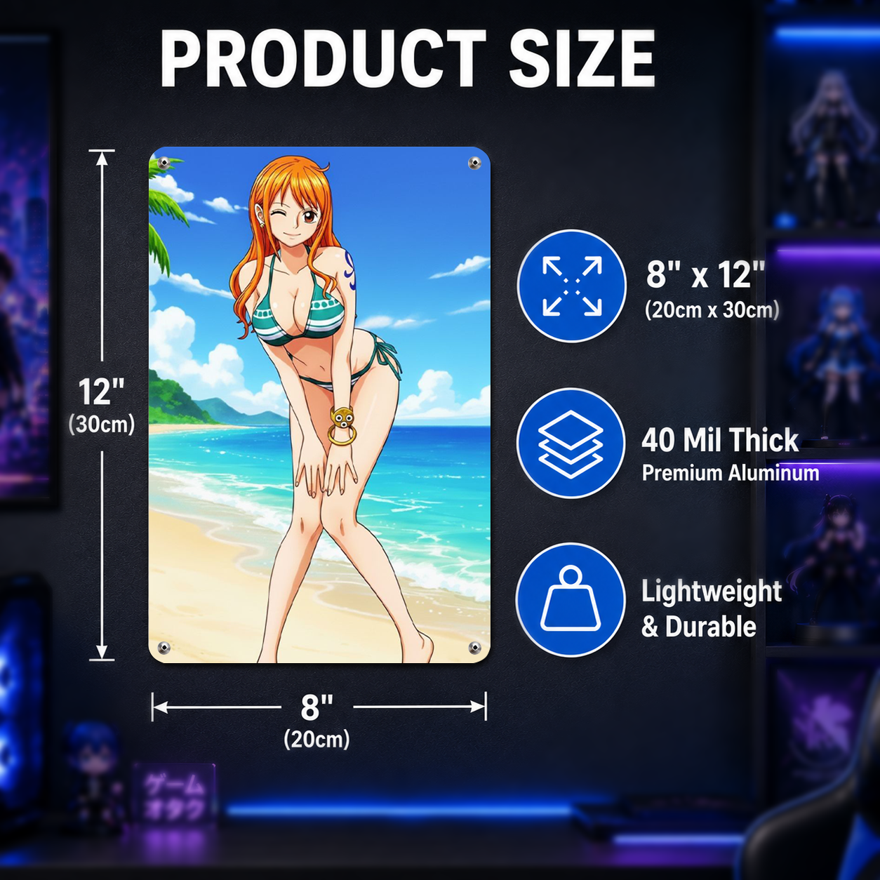 Nami Beach One Piece Anime Tin Sign - Metal Room Decor - image 7