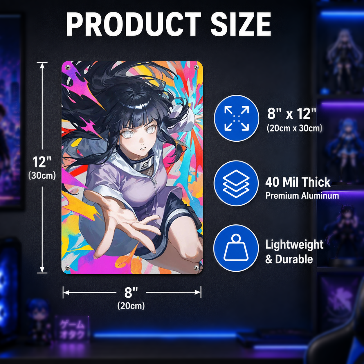Hinata Hyuga Naruto Anime Tin Sign - Metal Wall Decor - image 7