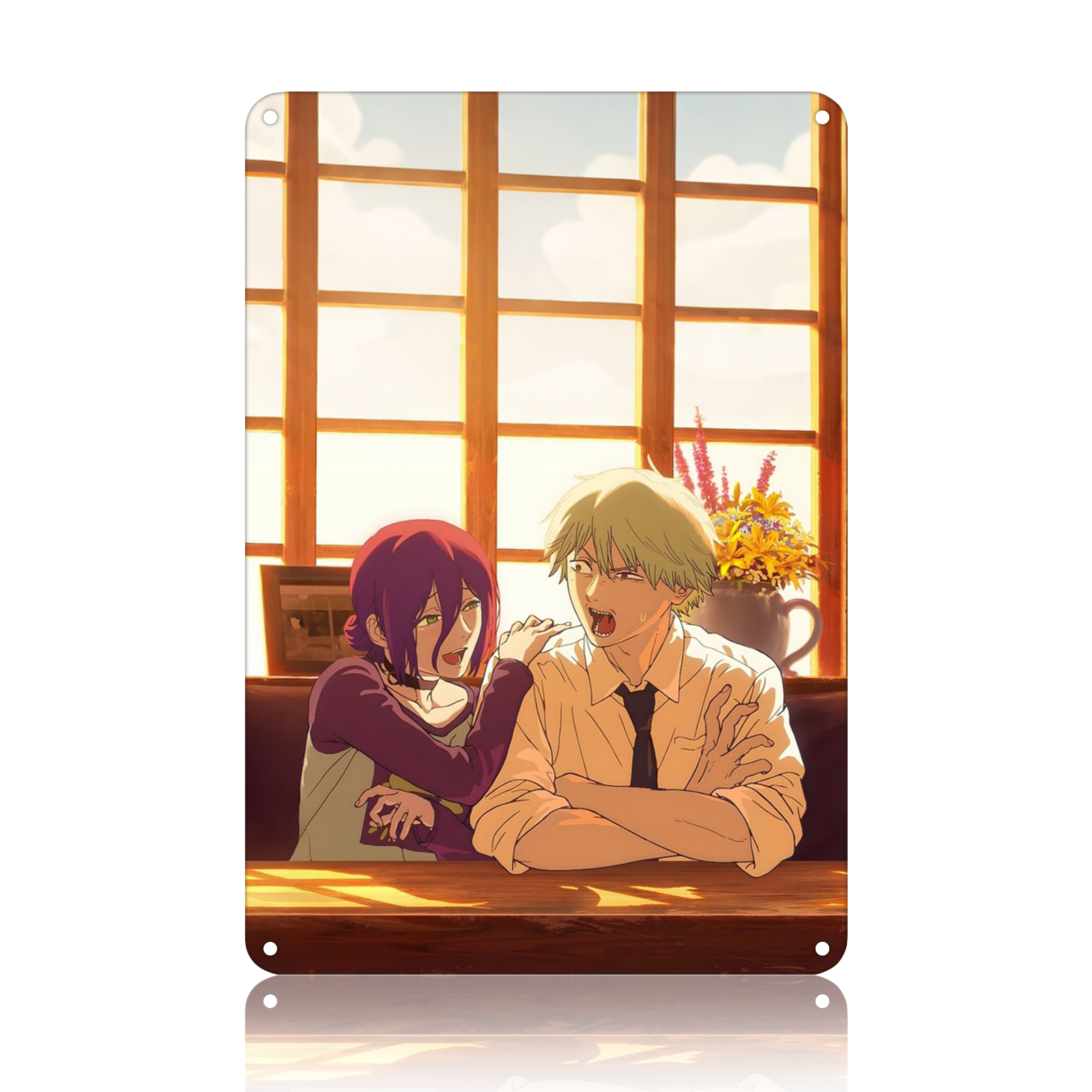 Reze and Denji Chainsaw Man Anime Tin Sign - Metal Decor