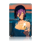 Reze Chainsaw Man Portrait Tin Sign - Anime Metal Wall Art