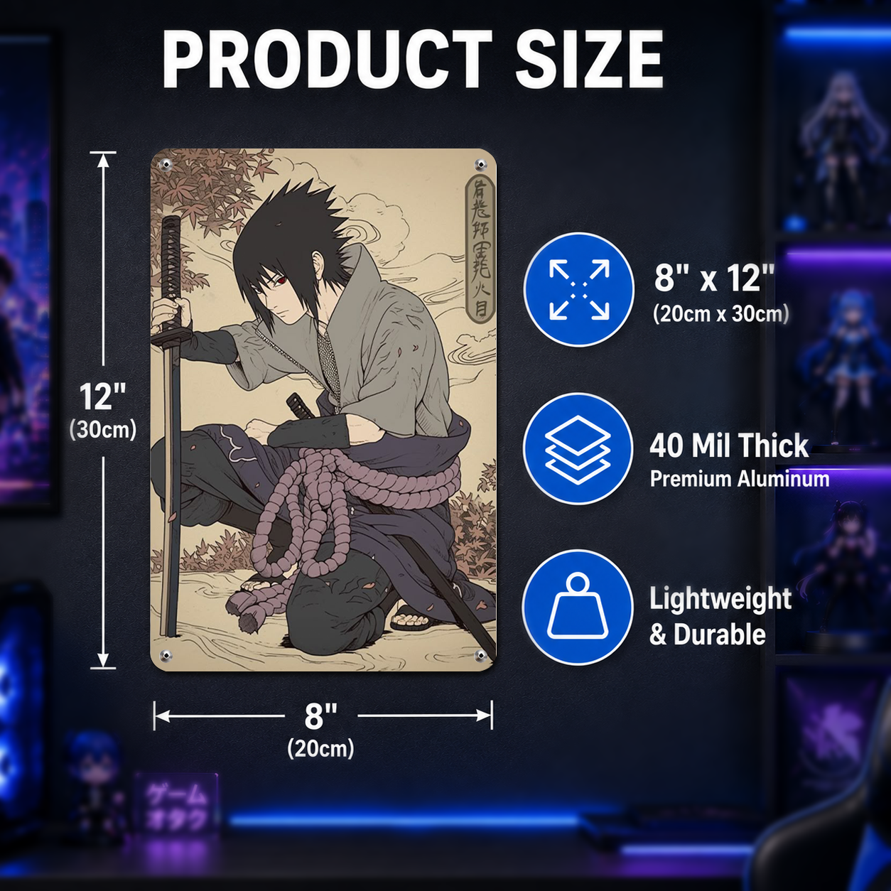 Sasuke Uchiha Naruto Anime Tin Sign - Metal Poster Decor - image 7