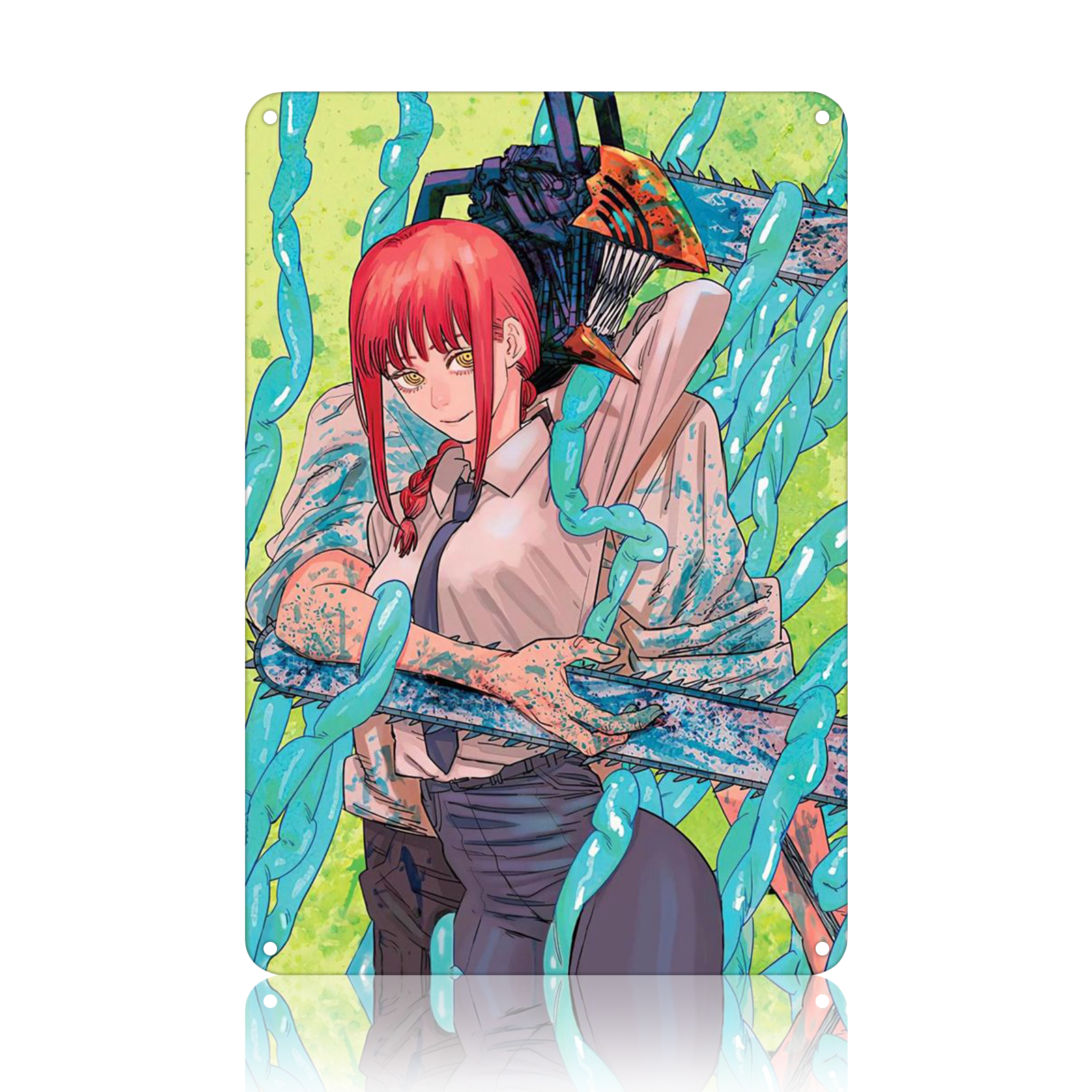 Denji Makima Power Chainsaw Man Anime Tin Sign - Metal Decor